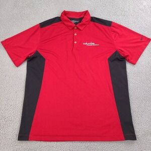 Nike Golf Polo Shirt Men’s‎ XL Red Dri-Fit Short Sleeve Columbia Flooring Front